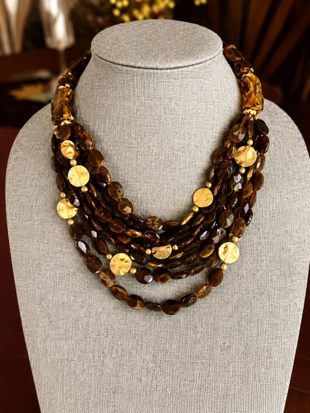 Chic Multi-Strand Chunky Stone Bead Necklace